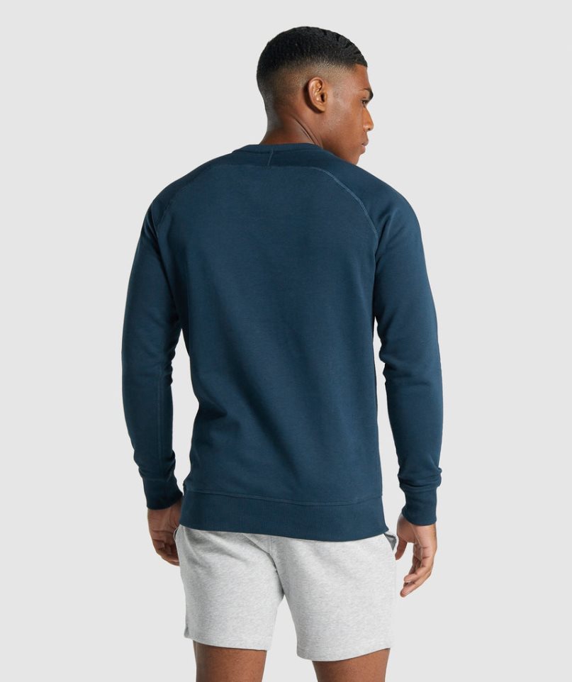 Men's Gymshark Crest Sweatshirts Navy | NZ 2QVMTZ